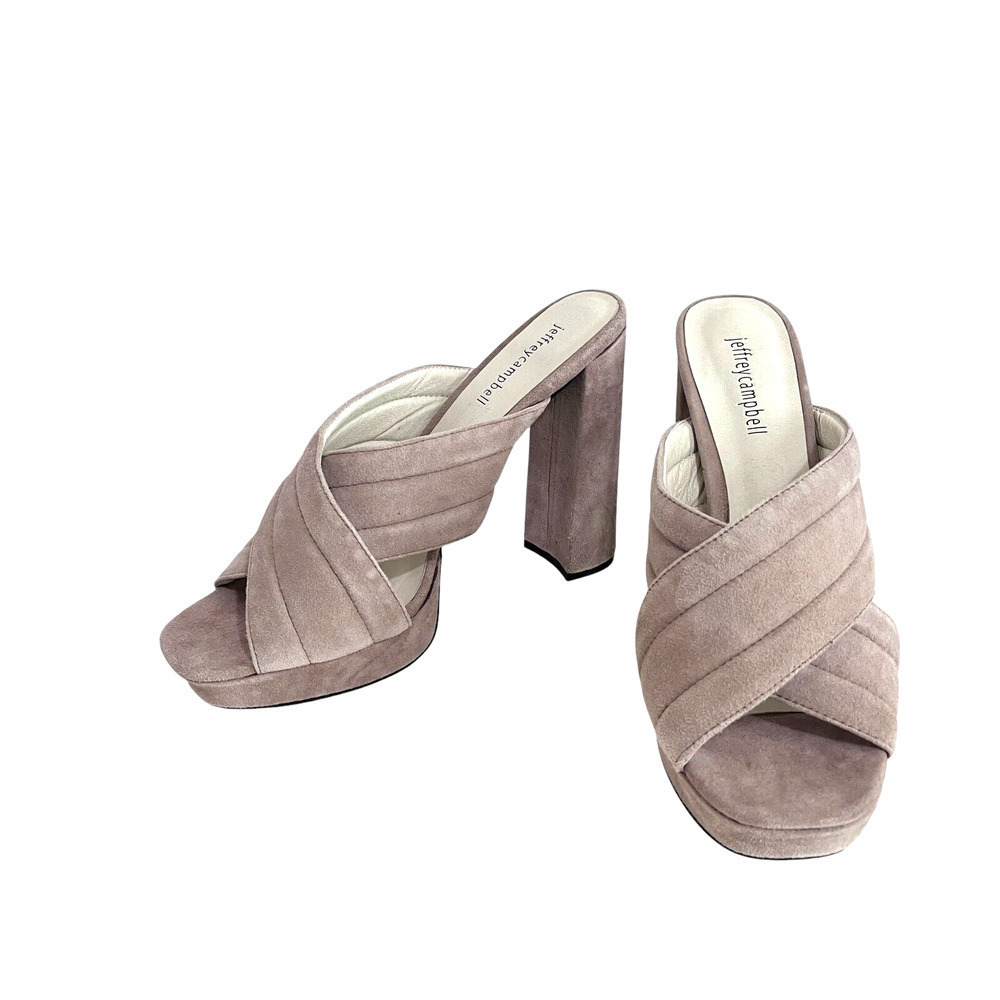 Jeffrey Campbell Kenobi Suede Platform Mule Beige Size 10
